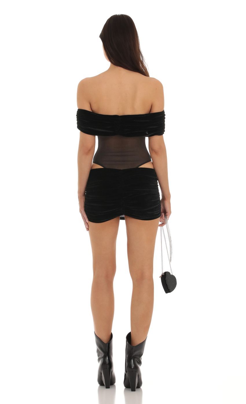 Velvet Off Shoulder Two Piece Set in Black-Sunny Prom. All rights reserved.