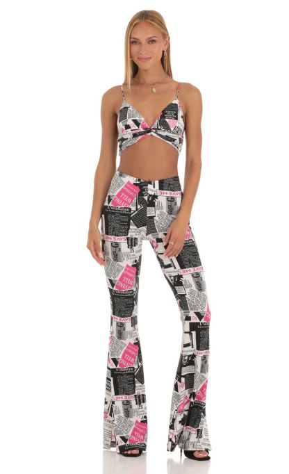 Two Piece Set in Newspapper Print-Sunny Prom. All rights reserved.