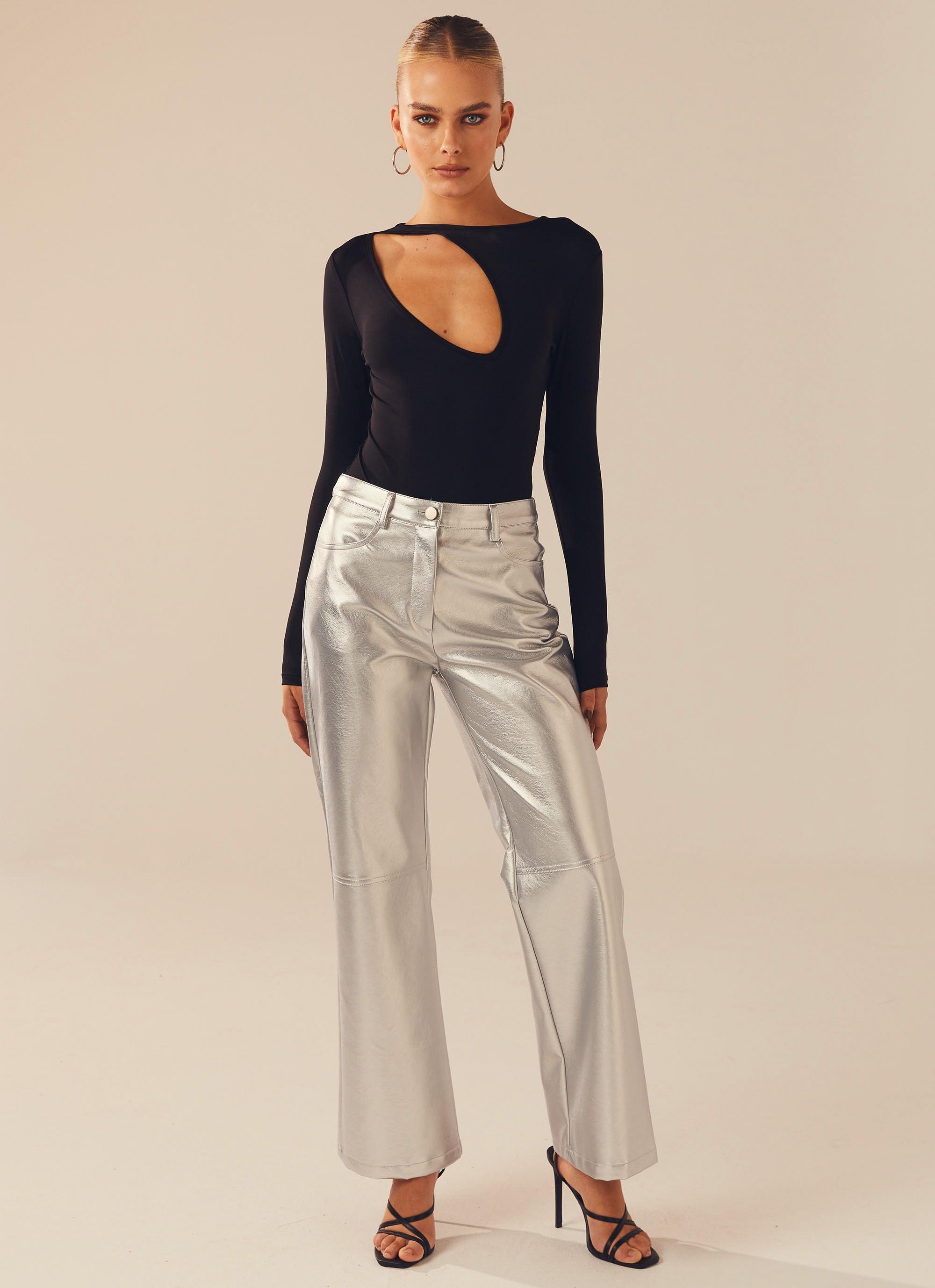 Moonlight Memories Pants - Silver PU-Sunny Prom. All rights reserved.