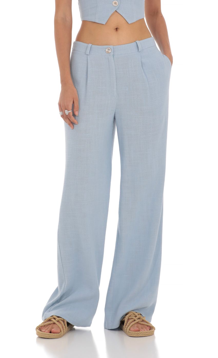 Wide Leg Linen Pants in Blue-Sunny Prom. All rights reserved.