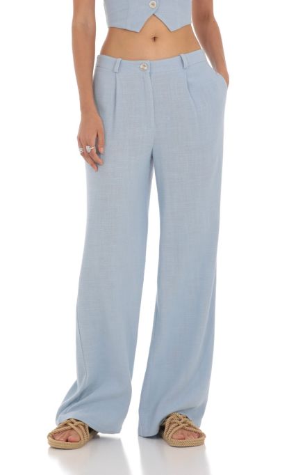 Wide Leg Linen Pants in Blue-Sunny Prom. All rights reserved.