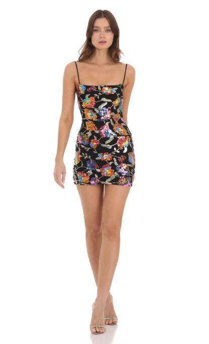Strappy Multicolor Sequin Dress in Black-Sunny Prom. All rights reserved.