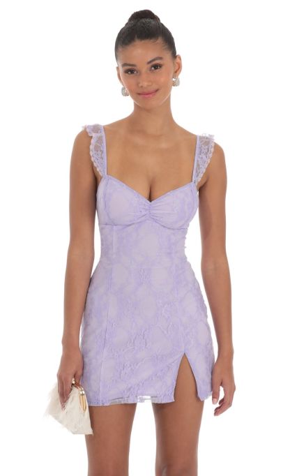 Sweetheart Neck Lace Dress in Lavender-Sunny Prom. All rights reserved.