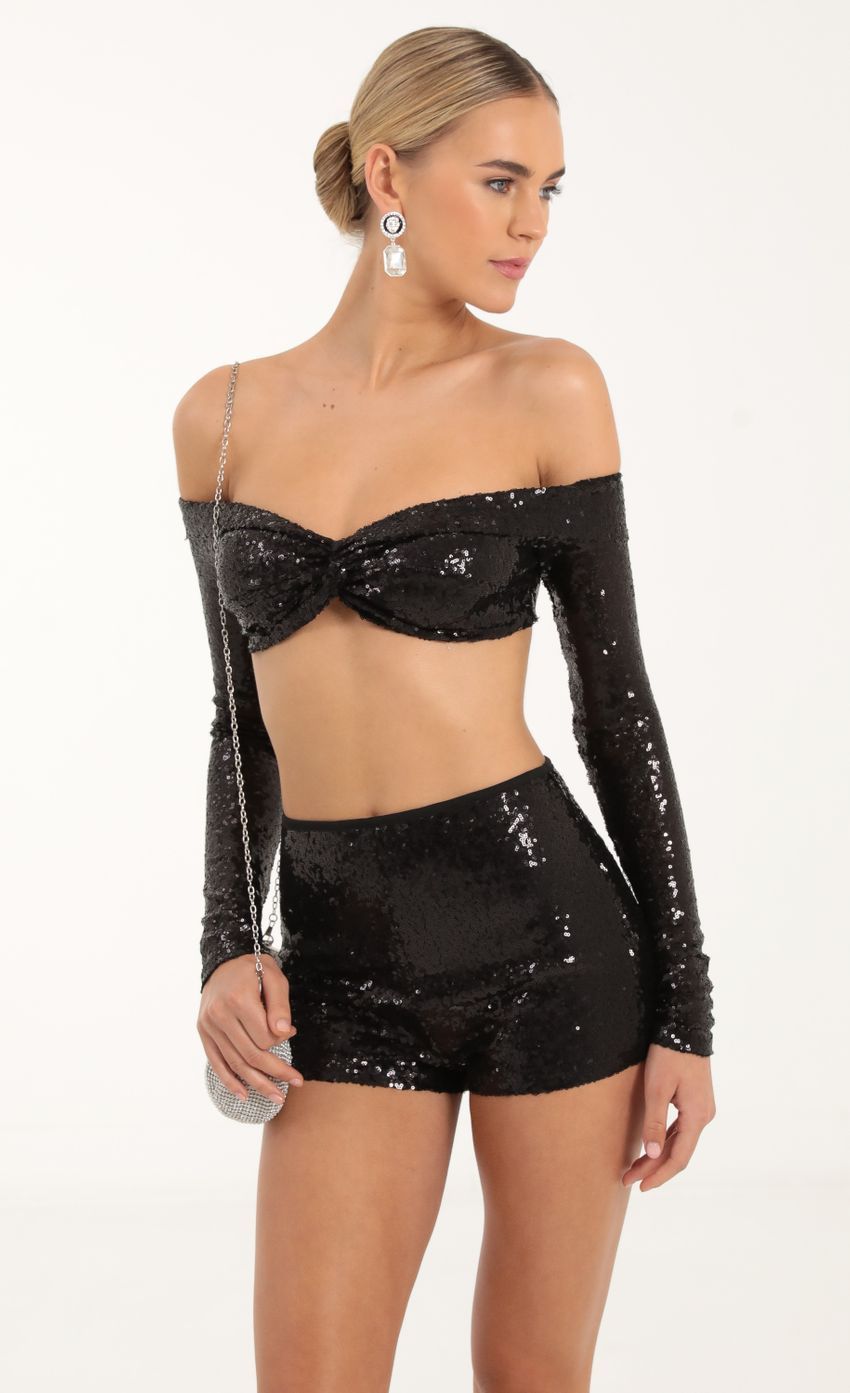 Sequin Two Piece Set in Black-Sunny Prom. All rights reserved.