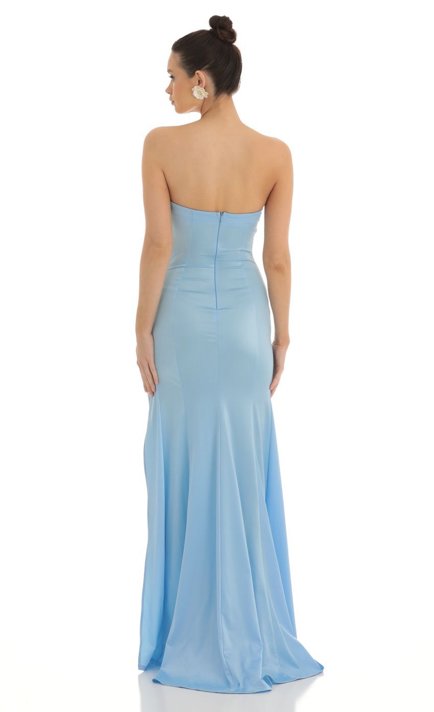 Strapless Satin Maxi Dress in Blue-Sunny Prom. All rights reserved.