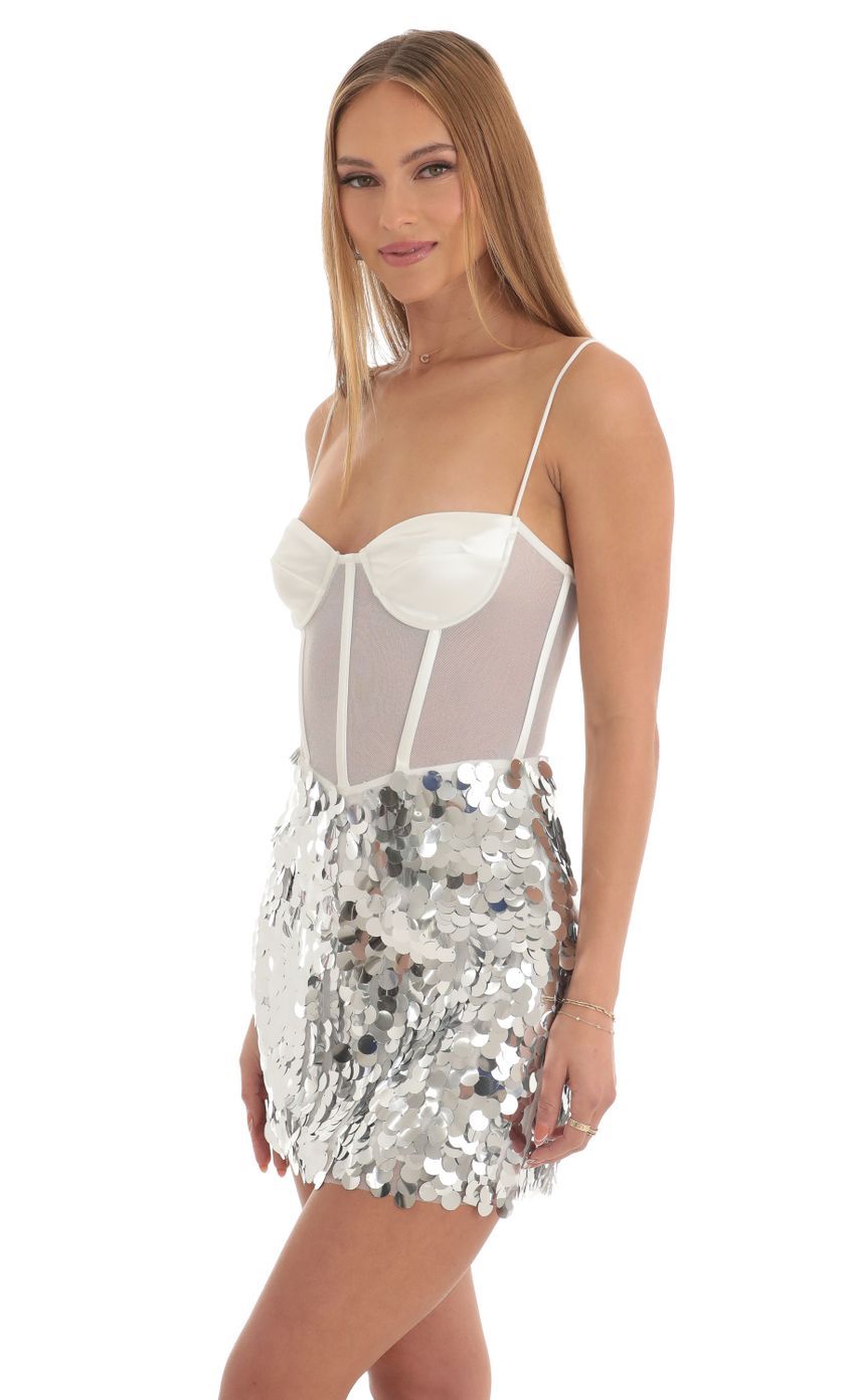 Sequin Corset Dress in White-Sunny Prom. All rights reserved.
