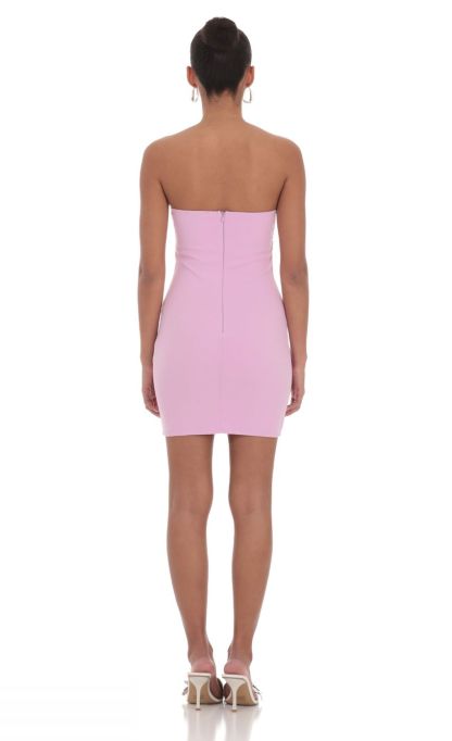 Strapless Lace Bust Dress in Pink-Sunny Prom. All rights reserved.