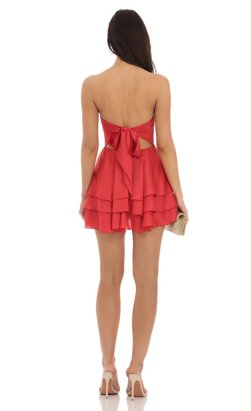 Strapless Asymmetrical Dress in Red-Sunny Prom. All rights reserved.