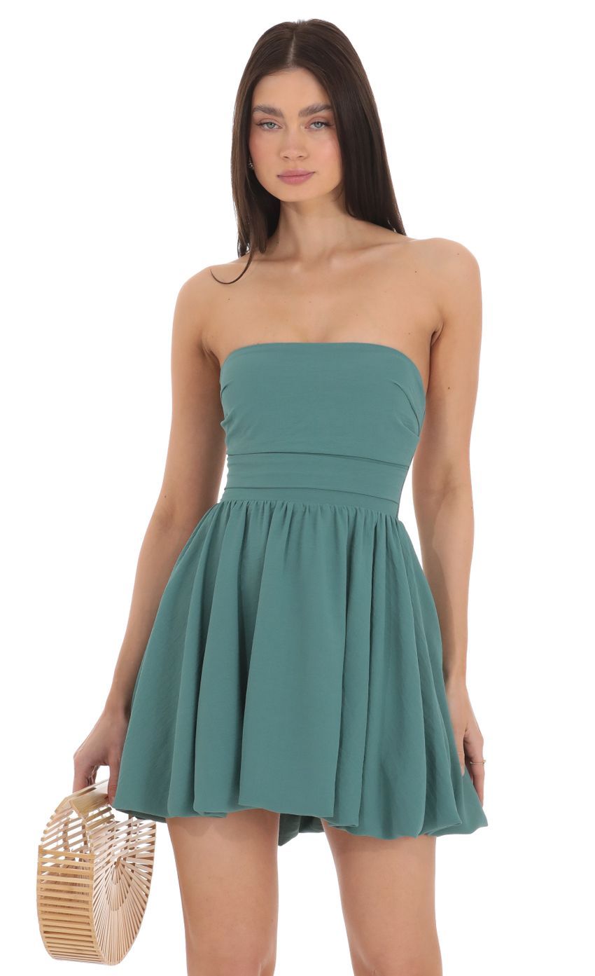 Strapless Bubble Dress in Teal-Sunny Prom. All rights reserved.