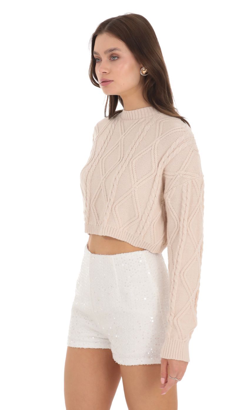 Sequin High Waisted Shorts in White-Sunny Prom. All rights reserved.