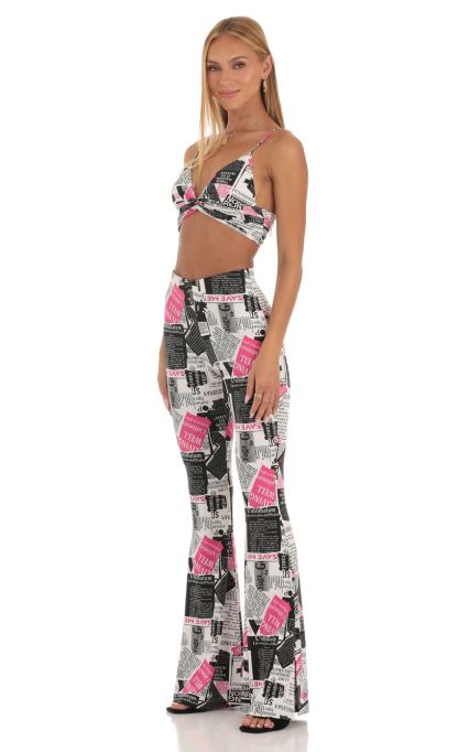 Two Piece Set in Newspapper Print-Sunny Prom. All rights reserved.
