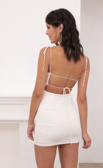 Suede Ties Dress in White-Sunny Prom. All rights reserved.