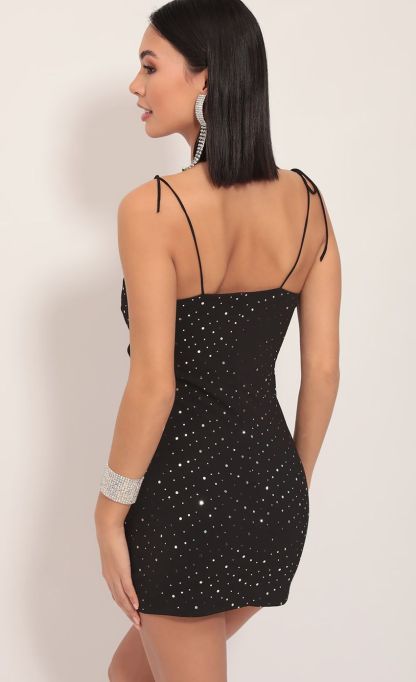 Vertical Frill Dress in Twinkling Black-Sunny Prom. All rights reserved.