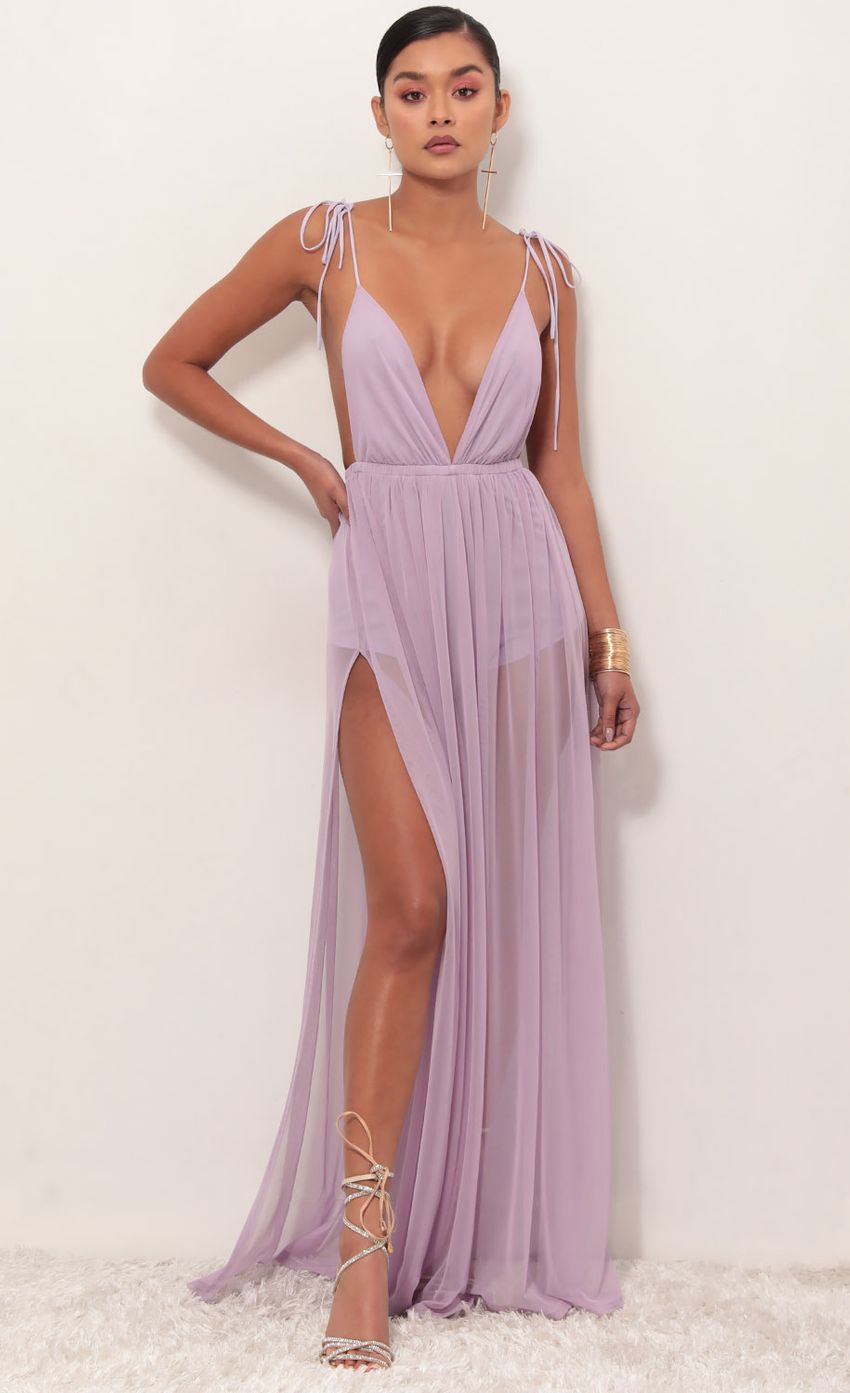 Skylar Love Ties Maxi Dress in Lavender-Sunny Prom. All rights reserved.