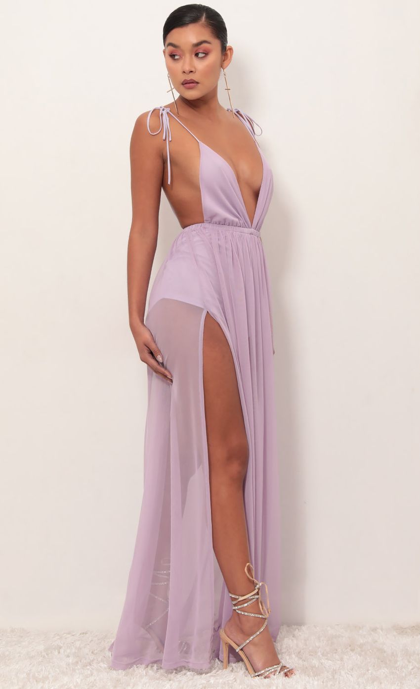 Skylar Love Ties Maxi Dress in Lavender-Sunny Prom. All rights reserved.