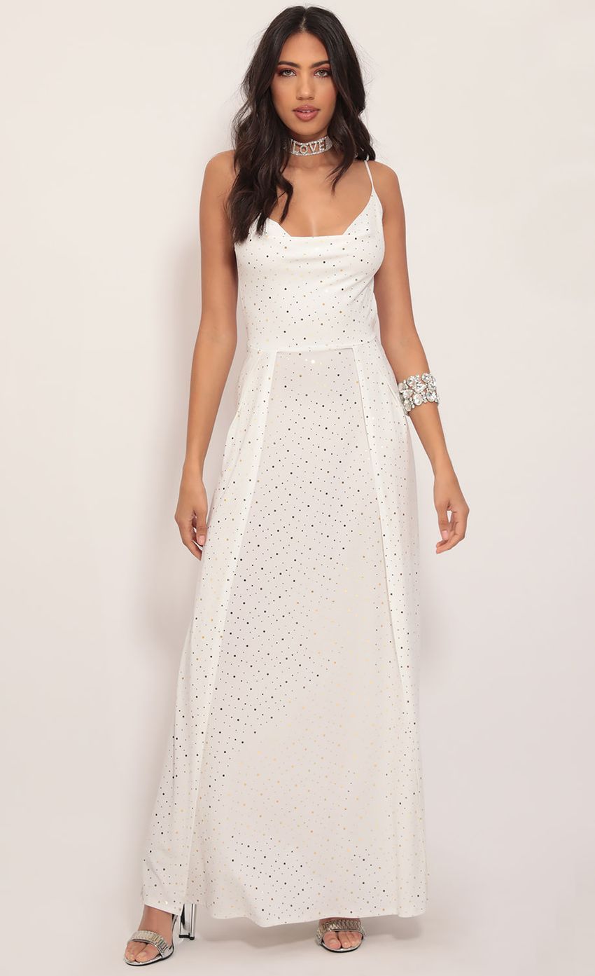 Twinkling Maxi Dress in Ivory Gold-Sunny Prom. All rights reserved.