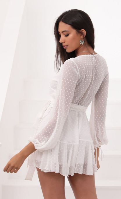 Wrap Dress in Ivory Dotted Chiffon-Sunny Prom. All rights reserved.