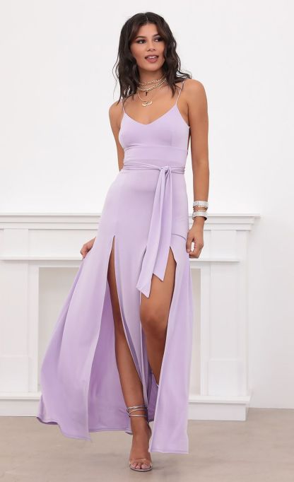 Satin Tie Maxi in Lilac-Sunny Prom. All rights reserved.