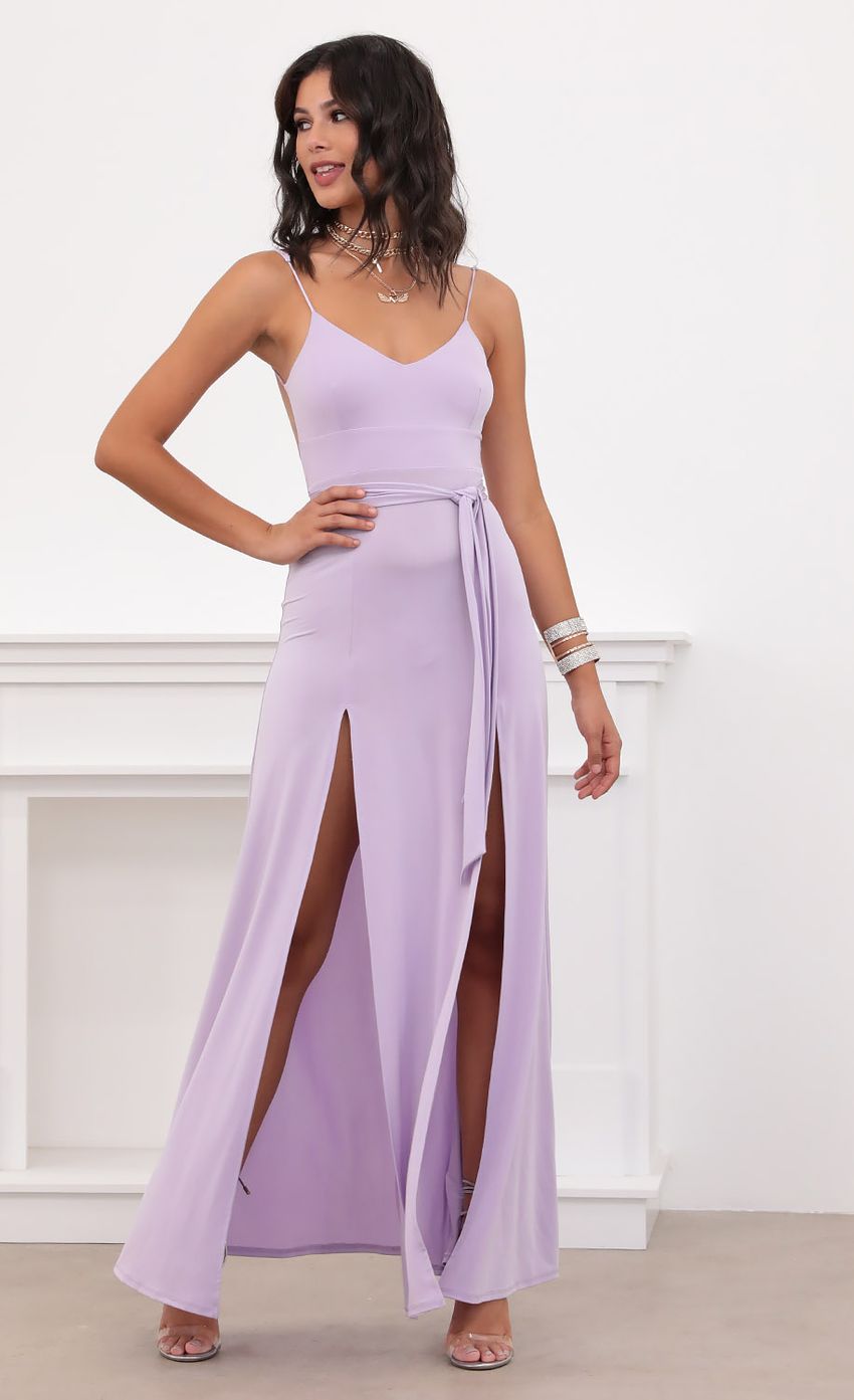 Satin Tie Maxi in Lilac-Sunny Prom. All rights reserved.