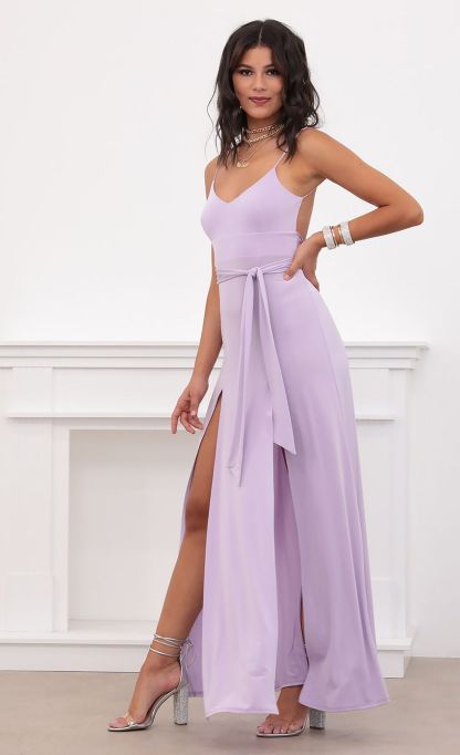 Satin Tie Maxi in Lilac-Sunny Prom. All rights reserved.