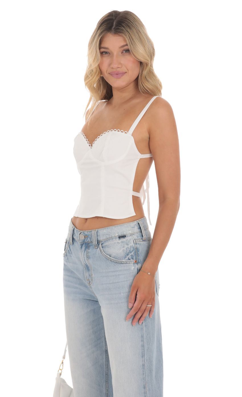 Sweetheart Neck Open Back Top in White-Sunny Prom. All rights reserved.