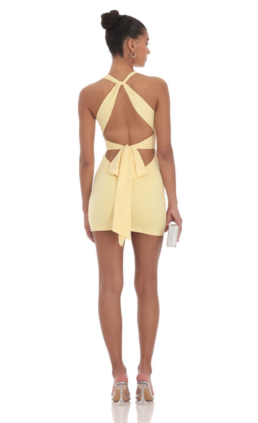 Twist Open Back Dress in Yellow-Sunny Prom. All rights reserved.