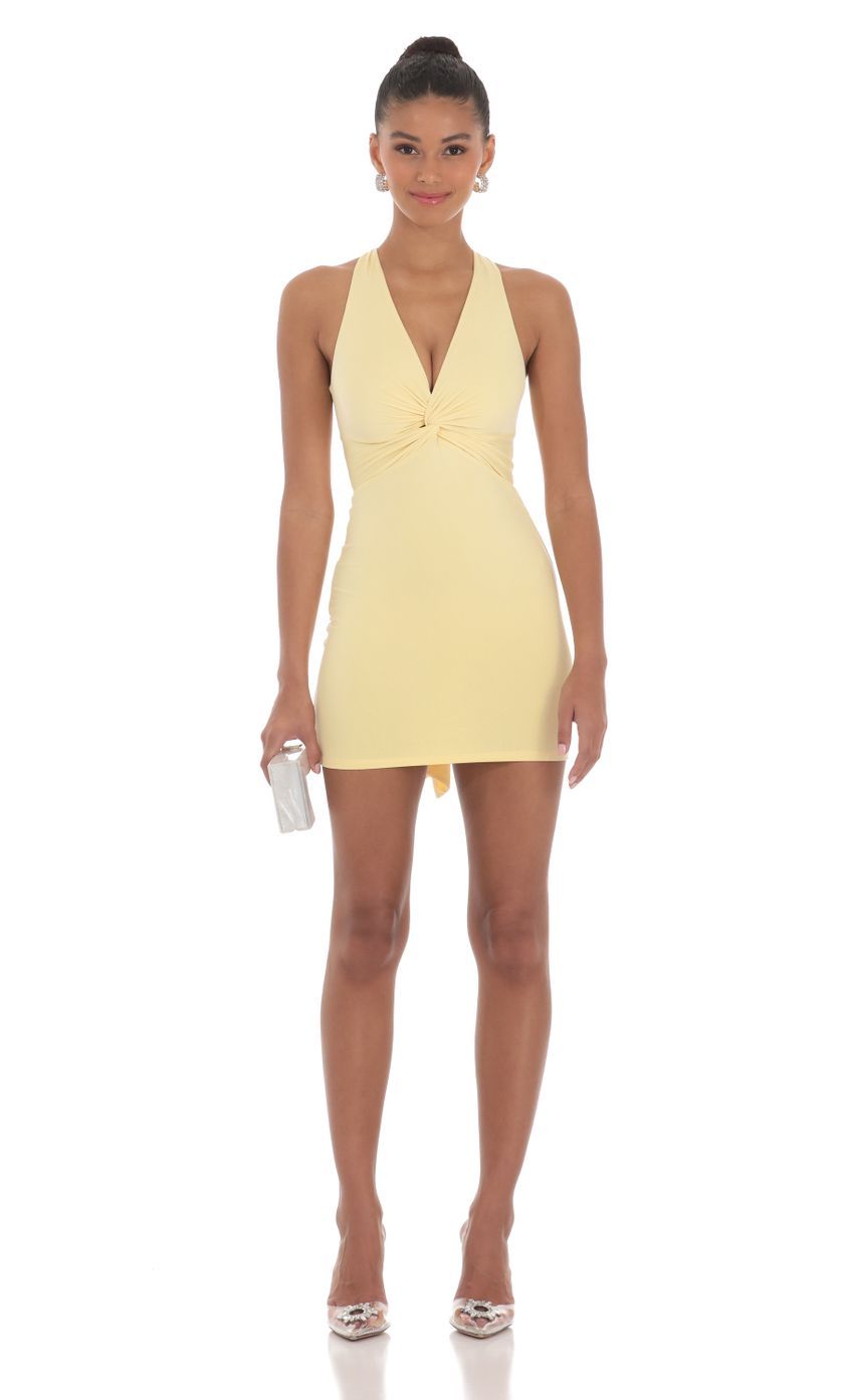 Twist Open Back Dress in Yellow-Sunny Prom. All rights reserved.