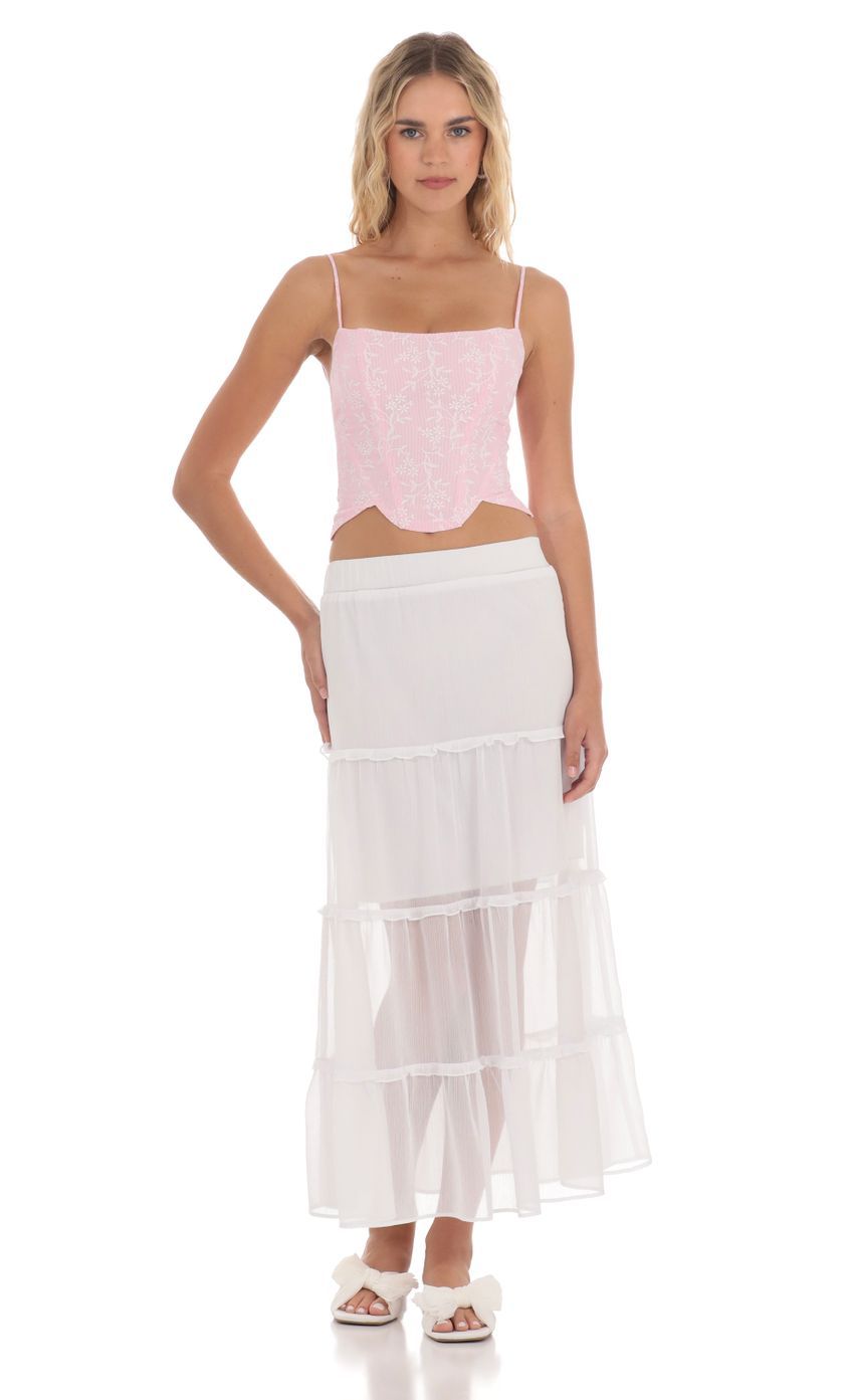 Striped Floral Corset Top in Pink-Sunny Prom. All rights reserved.