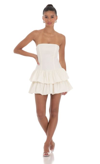 Strapless Corset Bubble Dress in Ivory-Sunny Prom. All rights reserved.