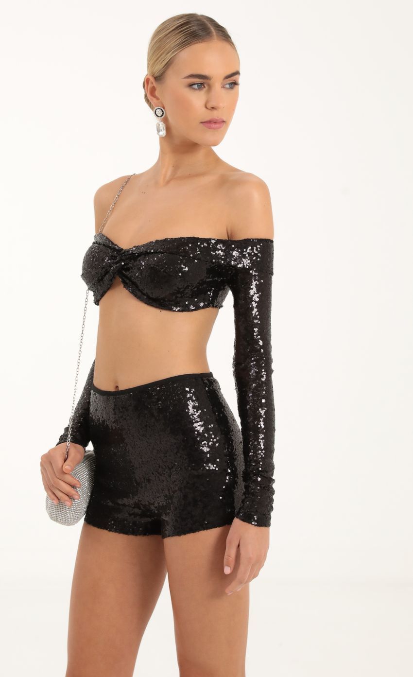 Sequin Two Piece Set in Black-Sunny Prom. All rights reserved.