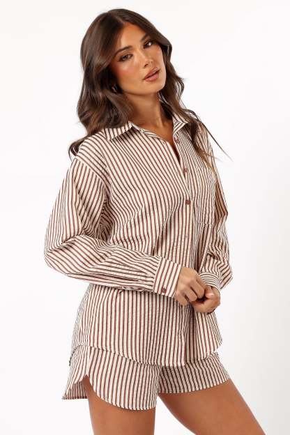 Kennie Top - Brown Stripe-Sunny Prom