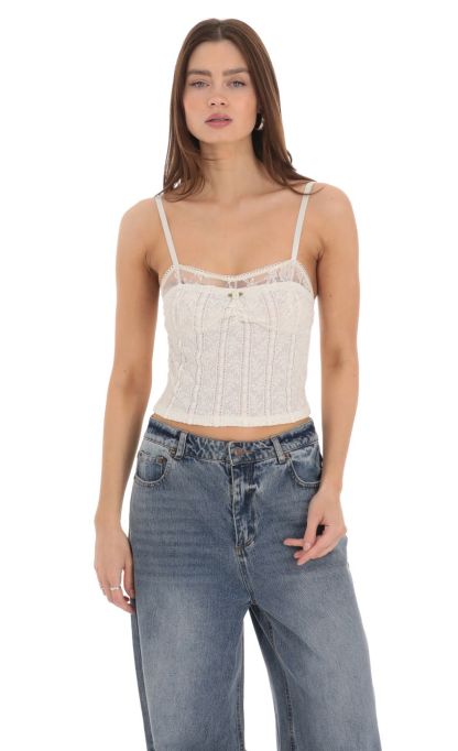 Textured Lace Top in Cream-Sunny Prom. All rights reserved.