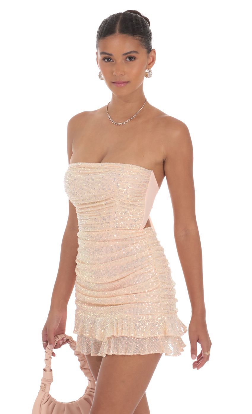Sequin Ruched Bodycon Dress in Pink-Sunny Prom. All rights reserved.