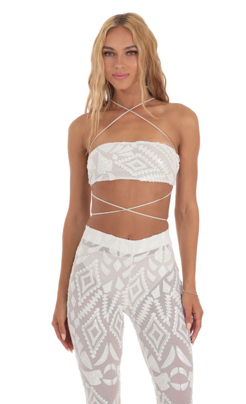 Sequin Three Piece Set in White-Sunny Prom. All rights reserved.