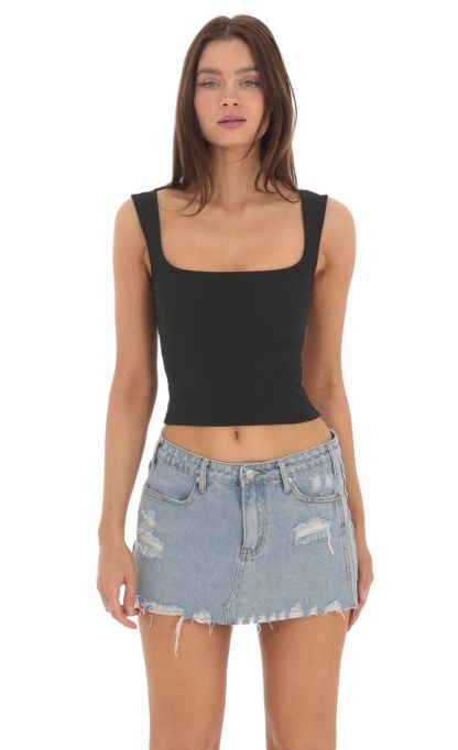 Scoop Tank Top in Black-Sunny Prom. All rights reserved.