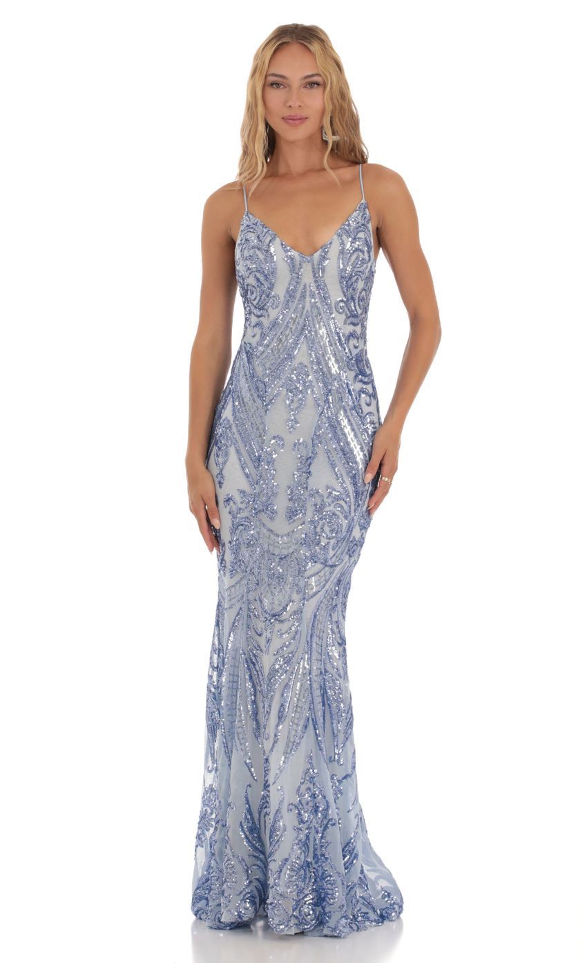 Sequin Mermaid Dress in Blue-Sunny Prom. All rights reserved.
