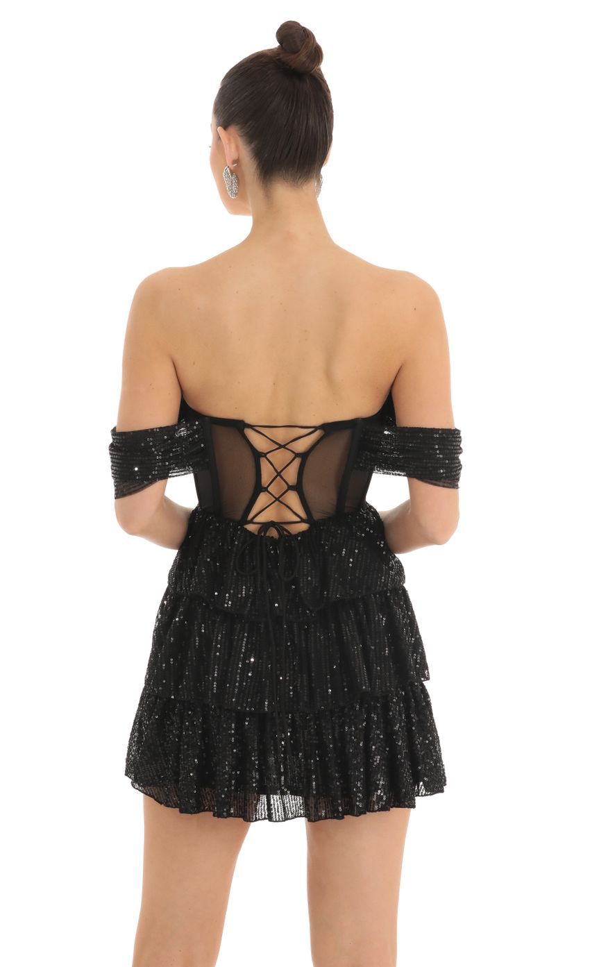 Sequin Corset Dress in Black-Sunny Prom. All rights reserved.