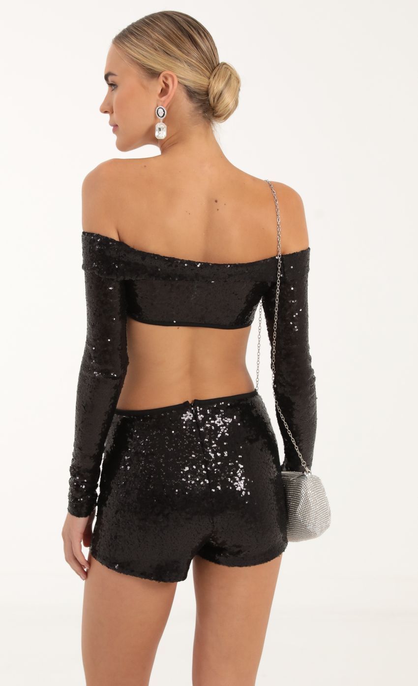 Sequin Two Piece Set in Black-Sunny Prom. All rights reserved.