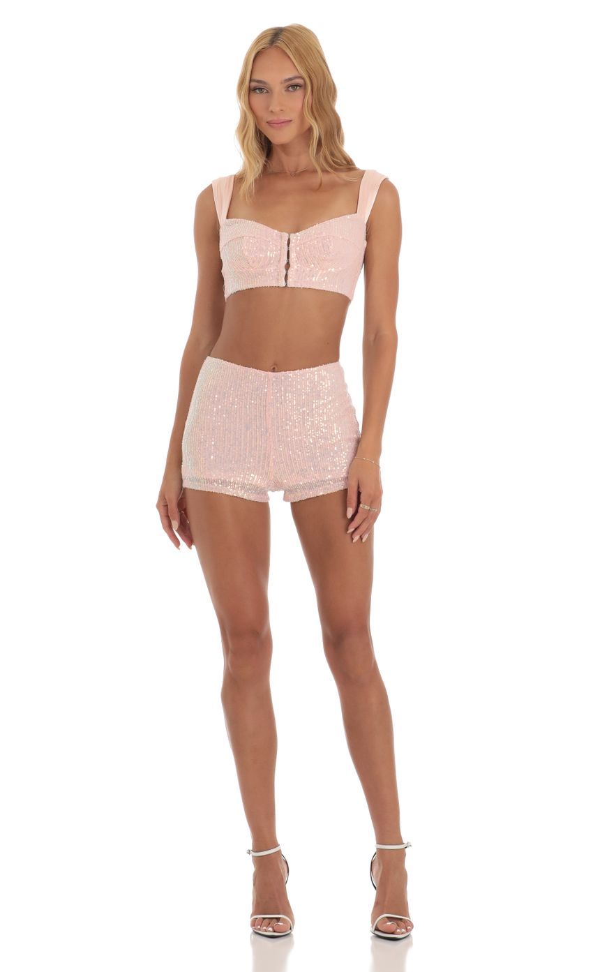 Sequin Two Piece Set in Pink-Sunny Prom. All rights reserved.
