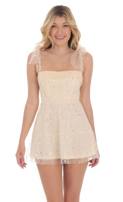 Sequin Beaded A-line Dress in Champagne-Sunny Prom. All rights reserved.