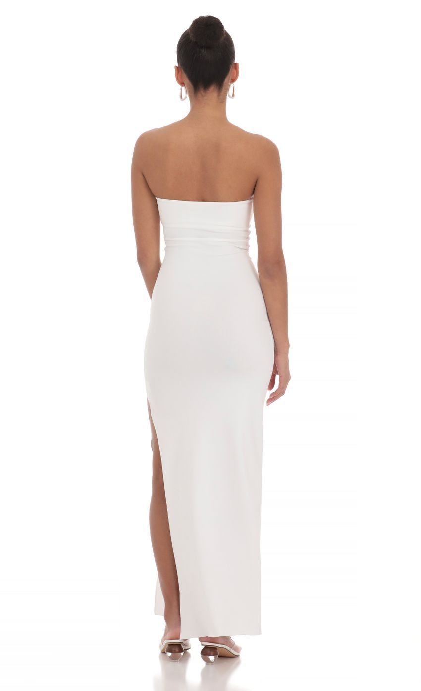 Strapless Bodycon Maxi Dress in White-Sunny Prom. All rights reserved.