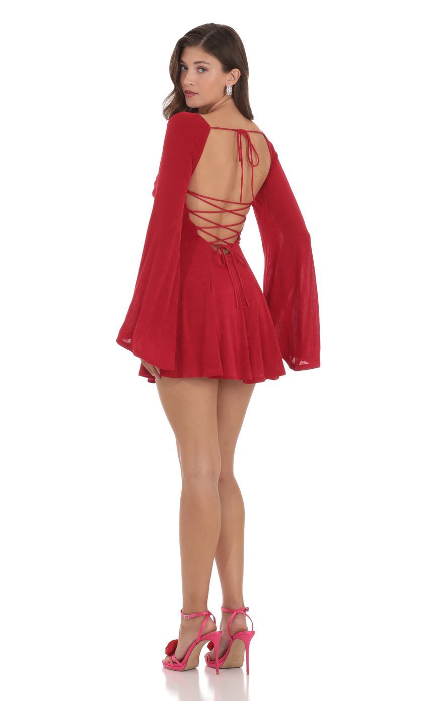 Slinky Flare Sleeve Dress in Red-Sunny Prom. All rights reserved.