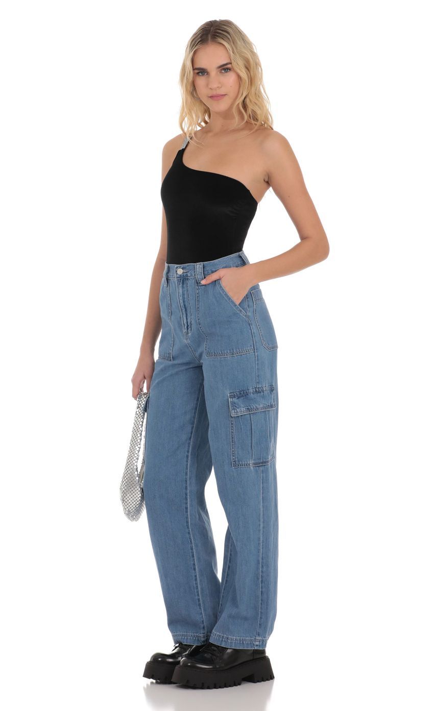 Wide Leg Cargo Jeans in Light Denim-Sunny Prom. All rights reserved.