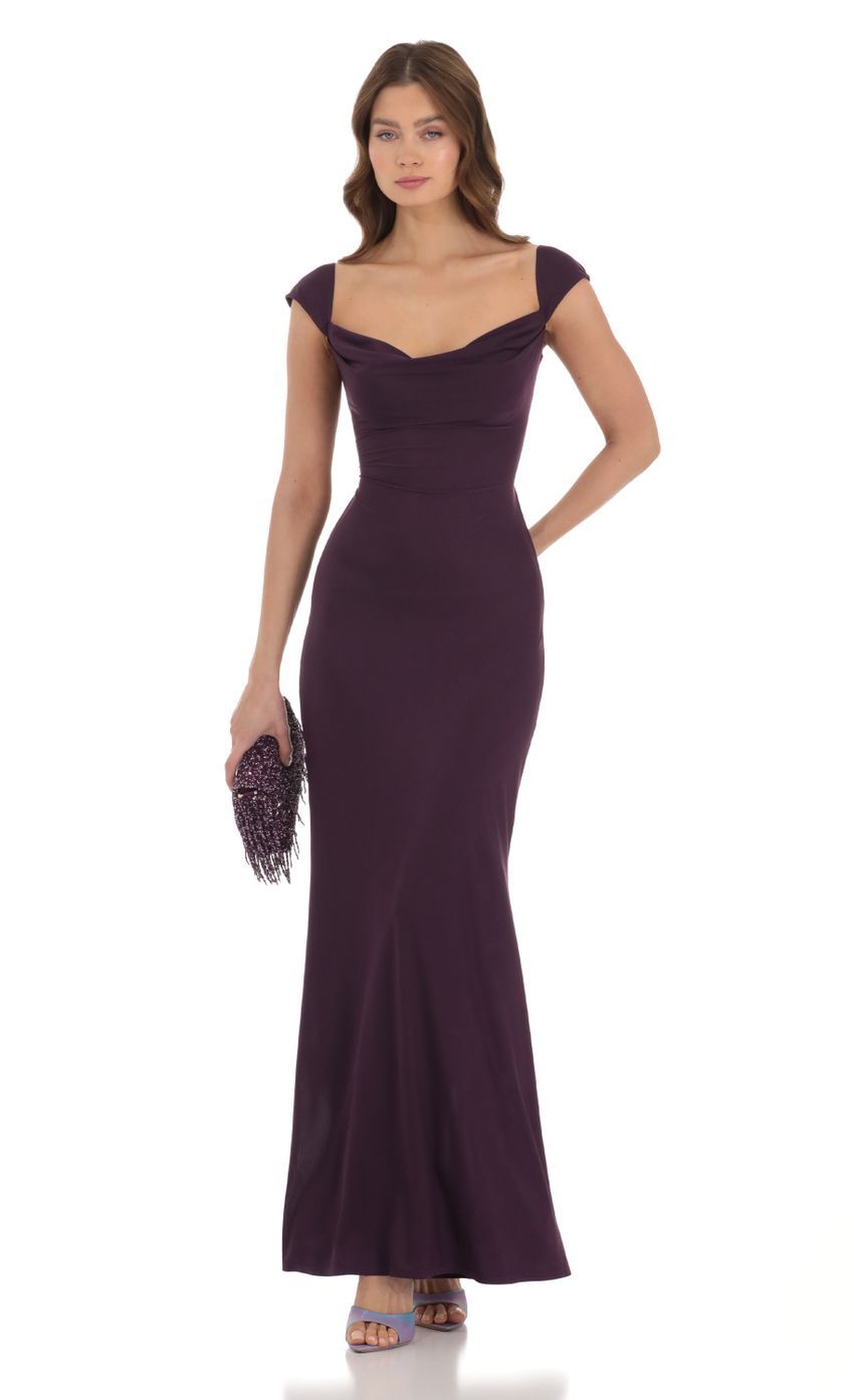 Strappy Cowl Neck Maxi Dress in Purple-Sunny Prom. All rights reserved.