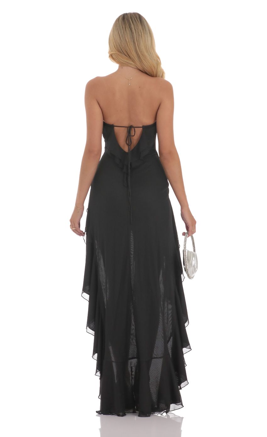 Strapless Mesh High Low Dress in Black-Sunny Prom. All rights reserved.