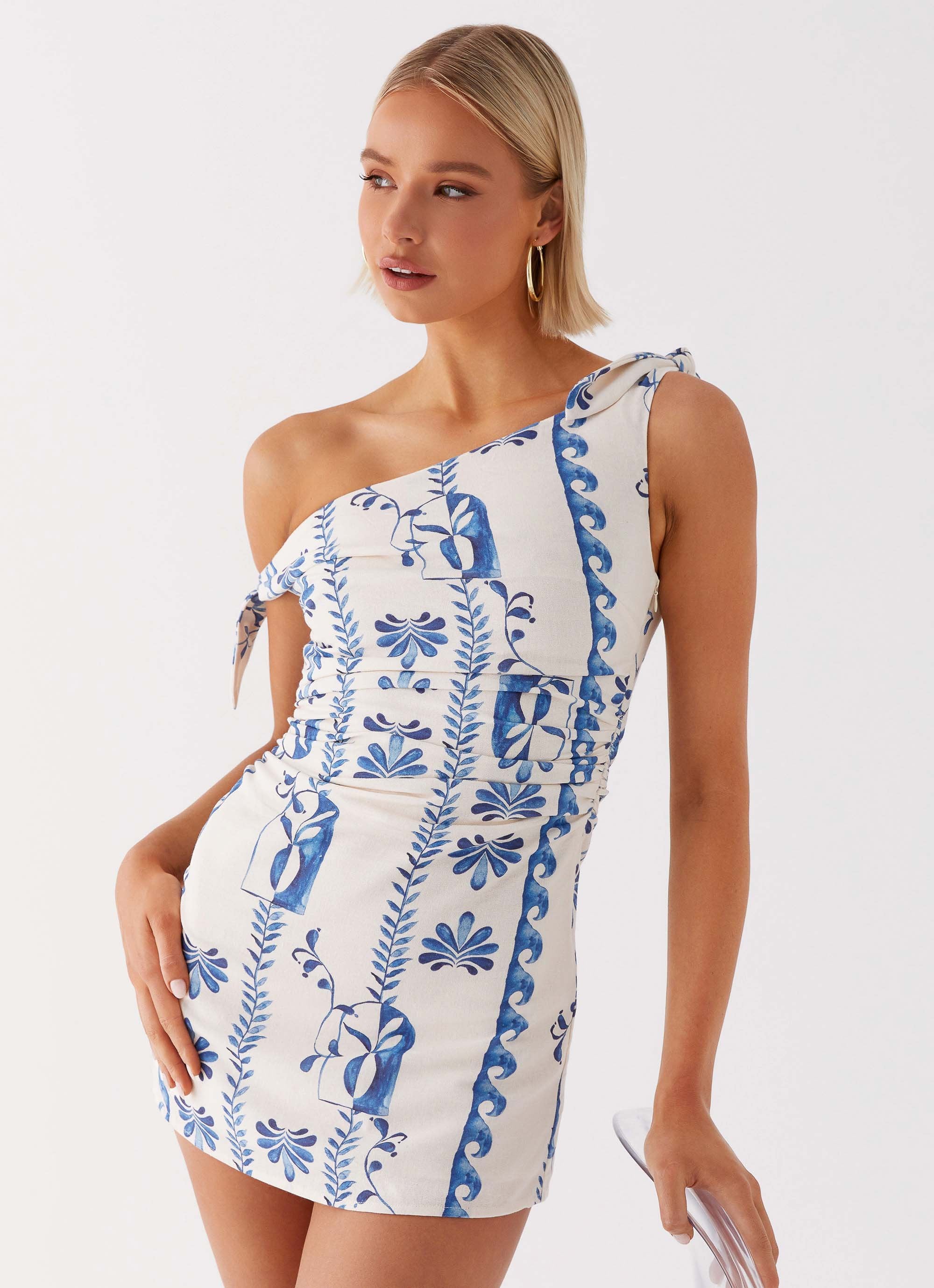 Amazonia Linen Mini Dress - Floral Wave-Sunny Prom. All rights reserved.