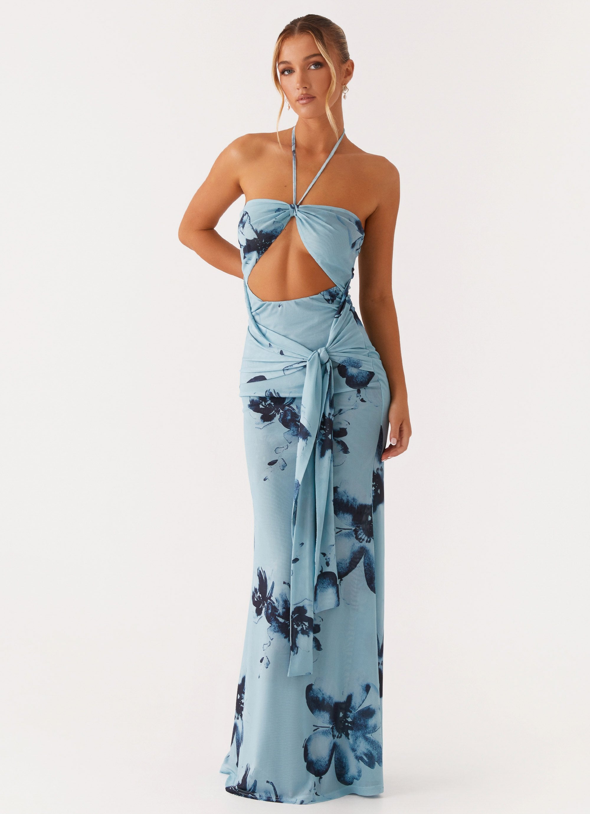 Antonia Maxi Dress - Black Blue Floral-Sunny Prom. All rights reserved.