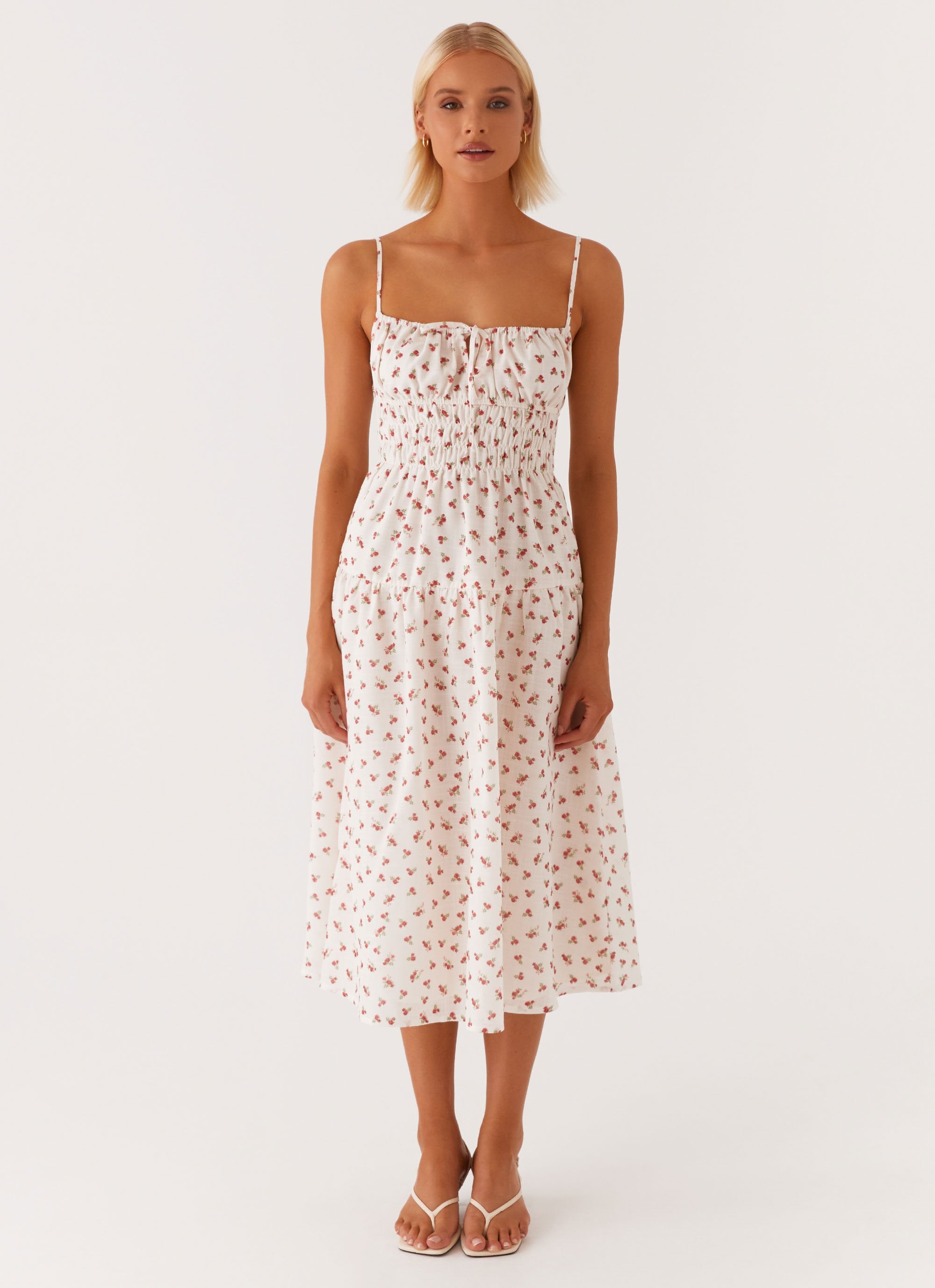 Arla Midi Dress - Red Ditsy Floral-Sunny Prom. All rights reserved.