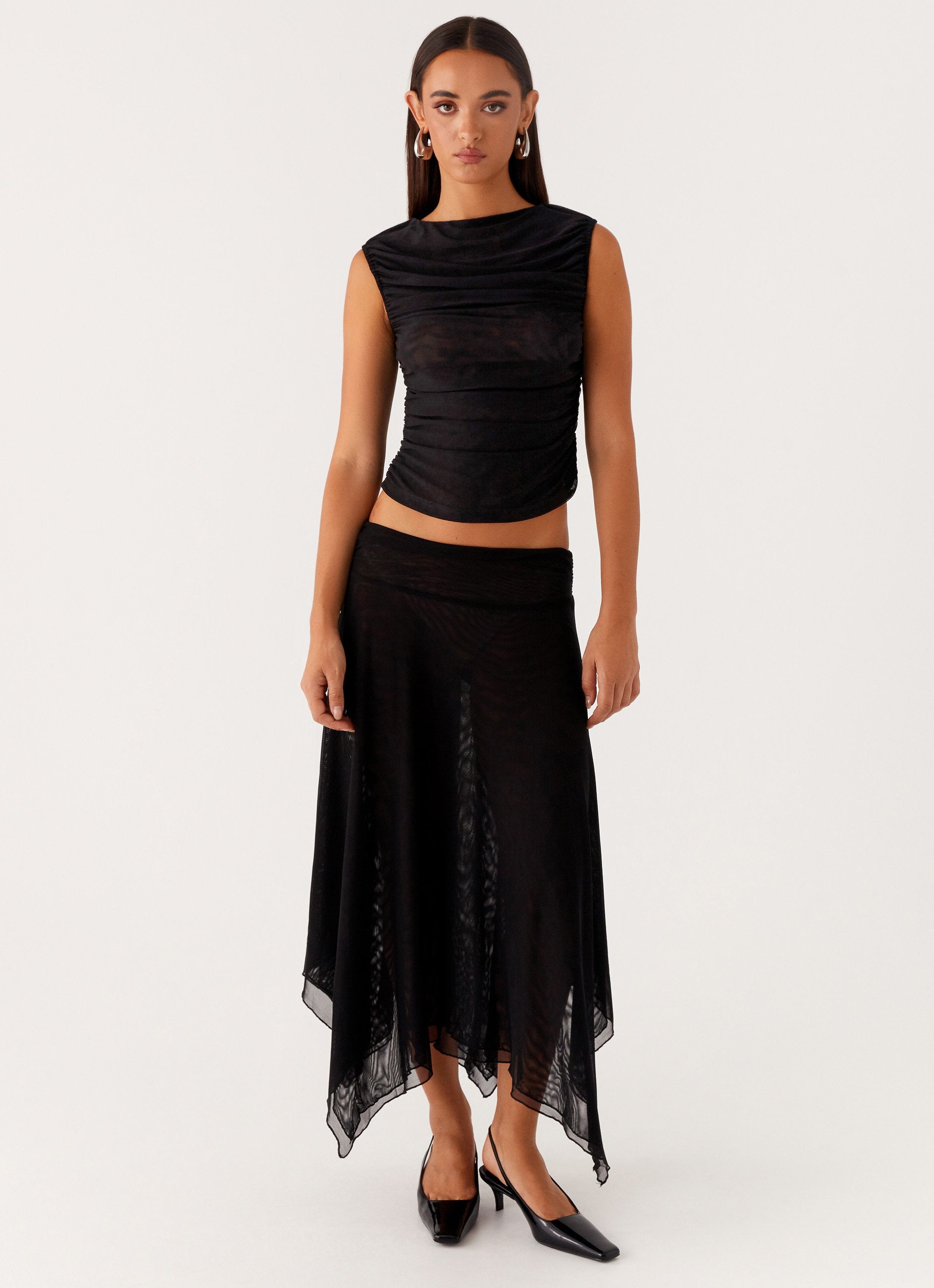Arwen Midi Skirt - Black-Sunny Prom. All rights reserved.