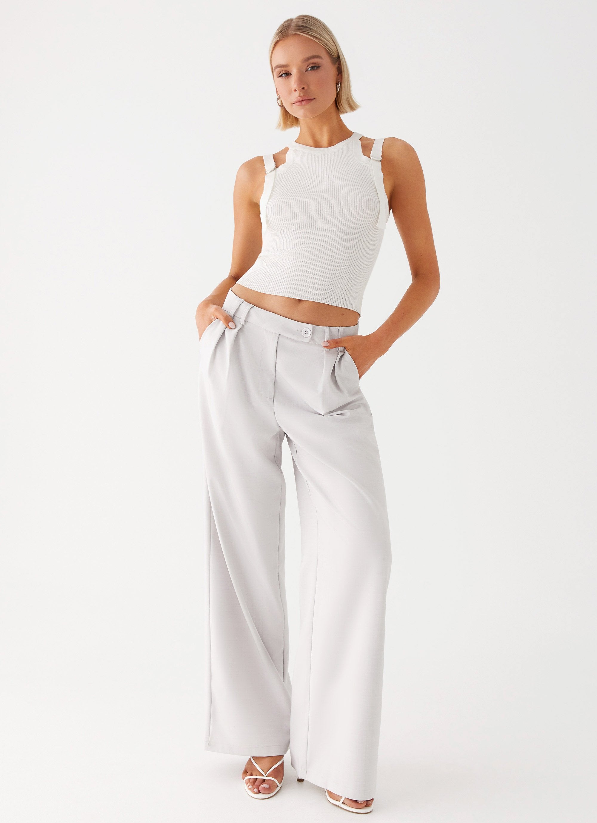 Asha Low Rise Pants - Ivory-Sunny Prom. All rights reserved.